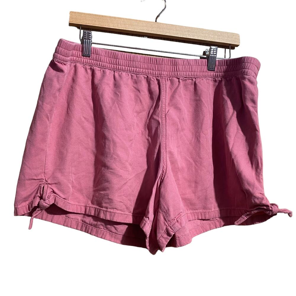 madewell pink high wasited elastic band pull on shorts with‎ ties - women's XL